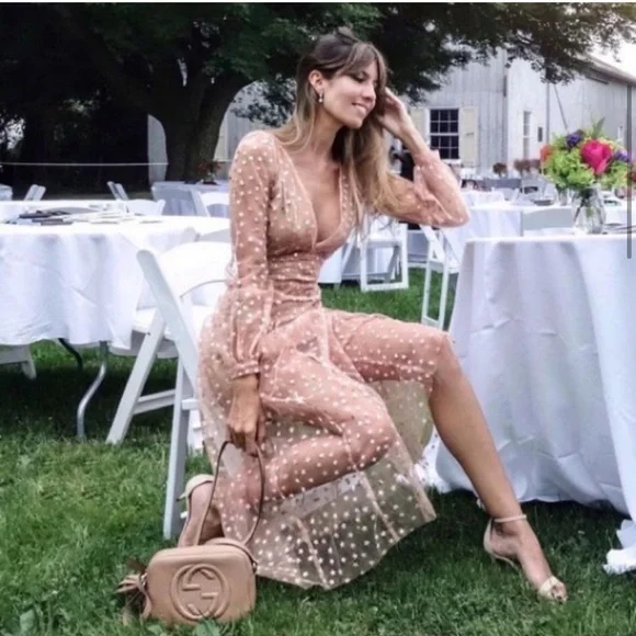 For Love & Lemons All That Glitters Maxi Dress in White NWT